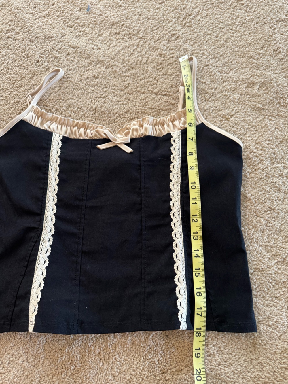 NWOT Black Corset-Style Lace Trim Cami Top- size XL - Picture 8 of 11